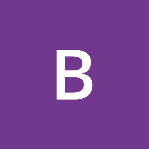 Capital white B letter on a purple background